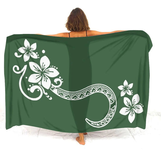 Paréo Tipanier Blanc - TA'ATA TAHITI