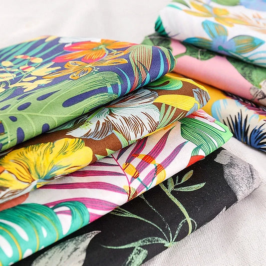 Tissu Coton Popeline à Fleurs Tropicales - TA'ATA TAHITI
